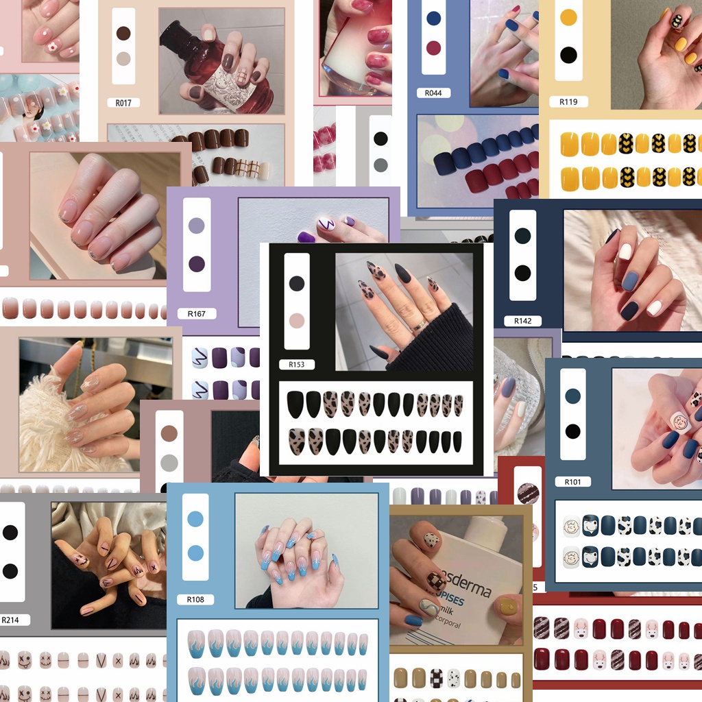 Set 24 Móng Tay Giả Kiểu Pháp Độc Đáo