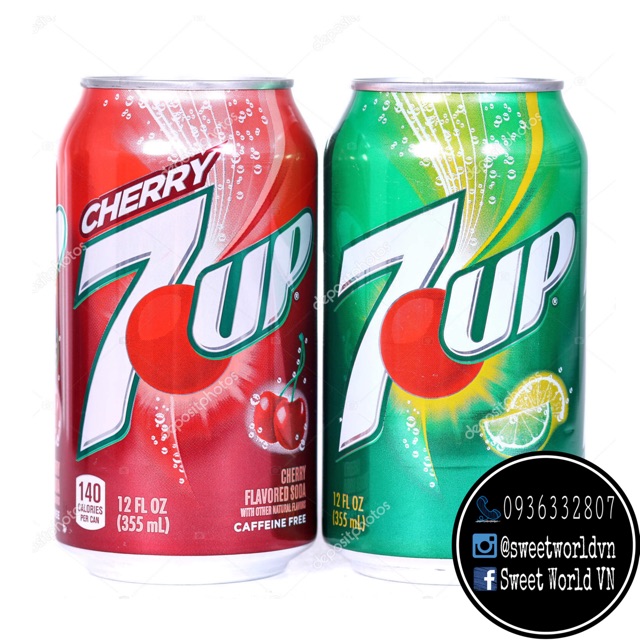[THÙNG 12 LON] Nước ngọt 7Up chanh / cherry - Mỹ