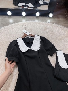 Váy đen cổ sen trắng
