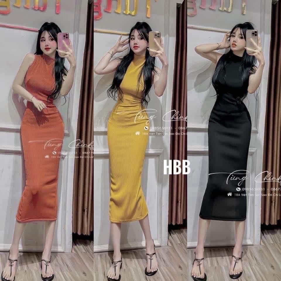Đầm Body Sát Nách Cổ 3p dáng dài