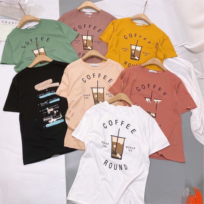 Áo Phông Dáng Rộng Unisex- Áo Thun Nữ Oversize Tay Lỡ In Hình Coffee | BigBuy360 - bigbuy360.vn
