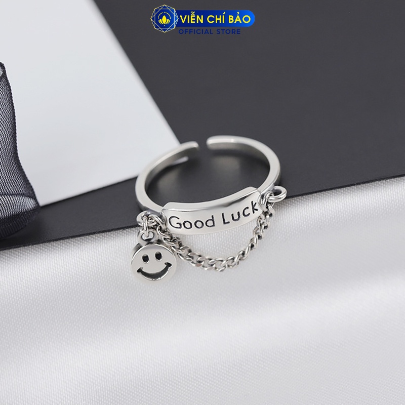 Nhẫn bạc nữ mặt cười good luck chất liệu bạc Thái 925 thời trang phụ kiện trang sức nữ Viễn Chí Bảo N000504