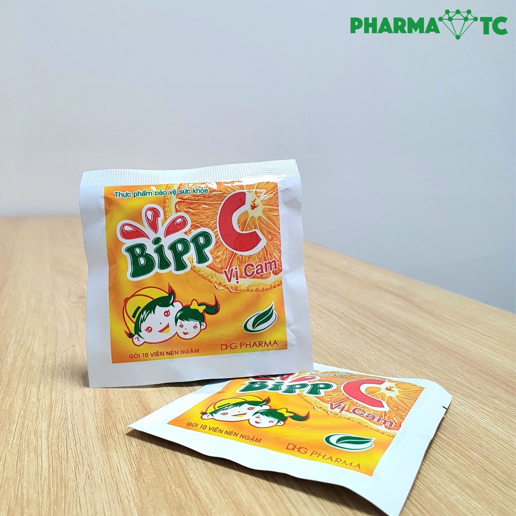 Bipp C vị cam, viên ngậm bổ sung vitamin C, tăng sức đề kháng, gói 10 viên ngậm - PharmaOTC