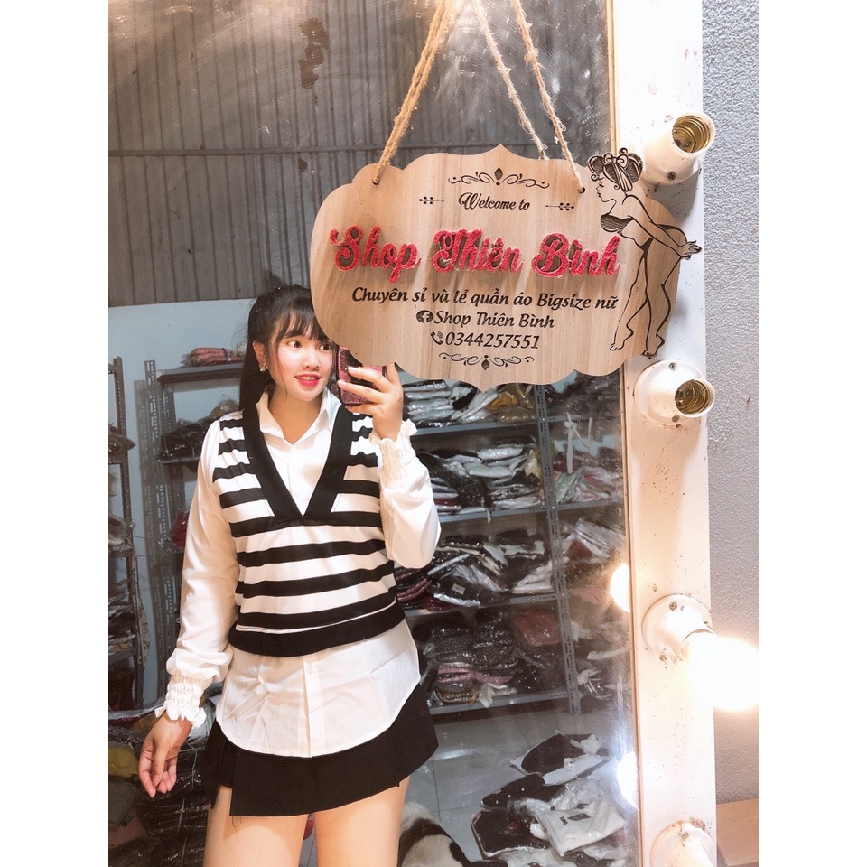 SET ÁO SƠ MI TAY DÀI NHÚN KÈM ÁO GHILE BIGSIZE