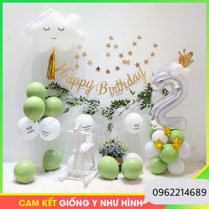 Set bóng trang trí sinh nhật Handmade kiểu Hàn Quốc cho tiệc đầy tháng, sự kiện, sinh nhật [ Tặng BƠM BÓNG + KEO DÁN ]