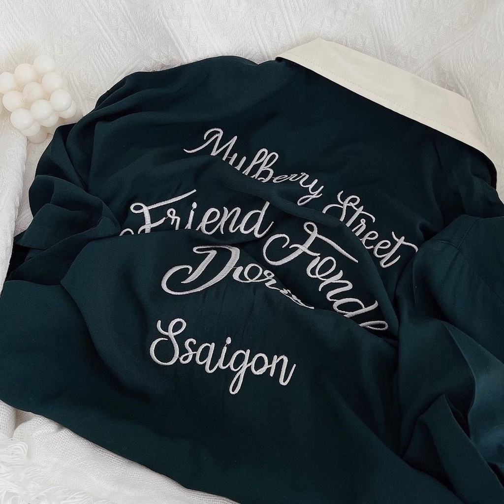 Áo Sơ Mi Thêu DORIS Tay Lỡ Form Rộng / 2 Màu / Unisex