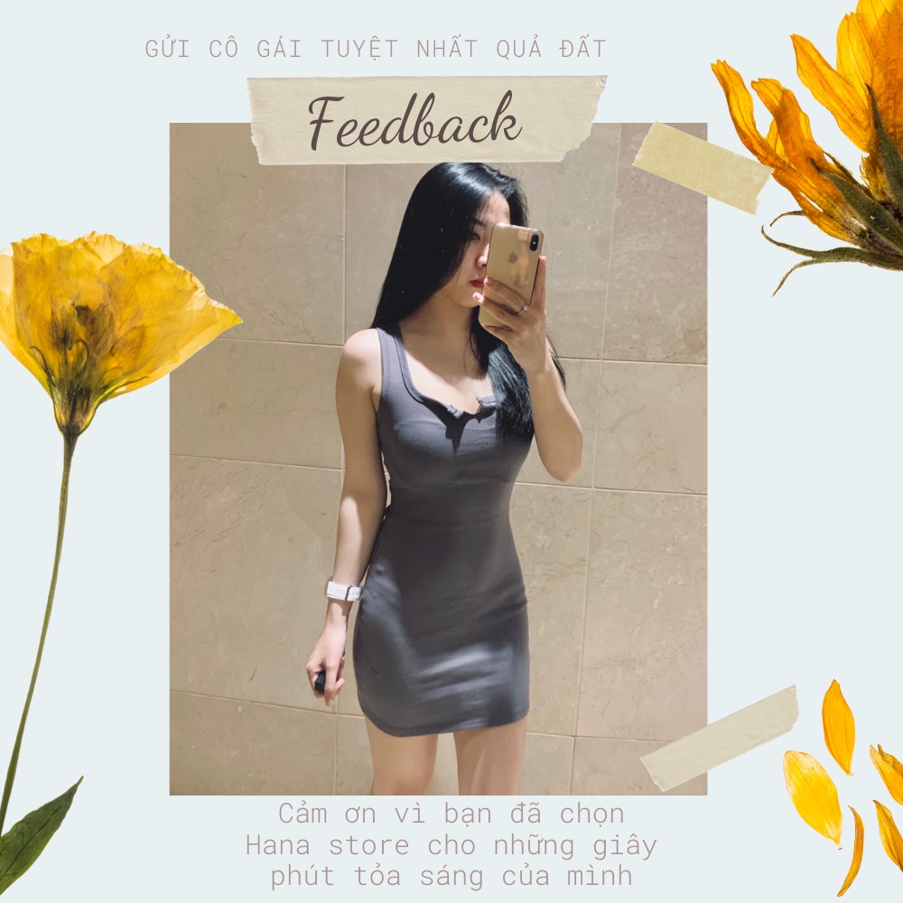 Váy sát nách body cổ xẻ V thun gân