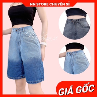Quần short jean nữ Quần ngố lửng bò cạp cao loang màu dễ thương