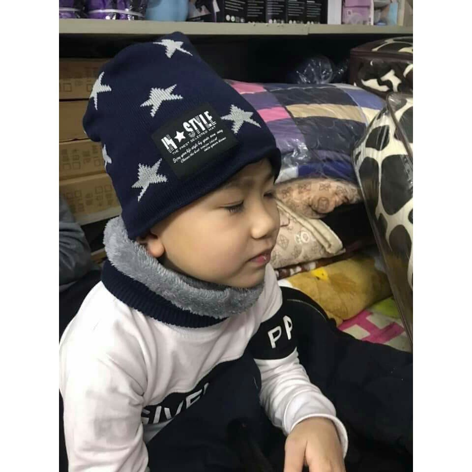 Set mũ len kèm khăn hình ngôi sao cho bé