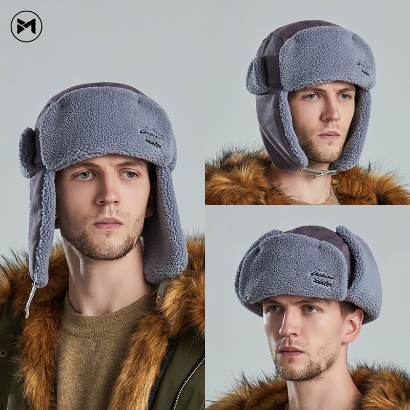Mũ Lông Cừu Ghép Nối Chống Gió Giữ Ấm Mùa Thu / Đông Cho Nam Và Nữ