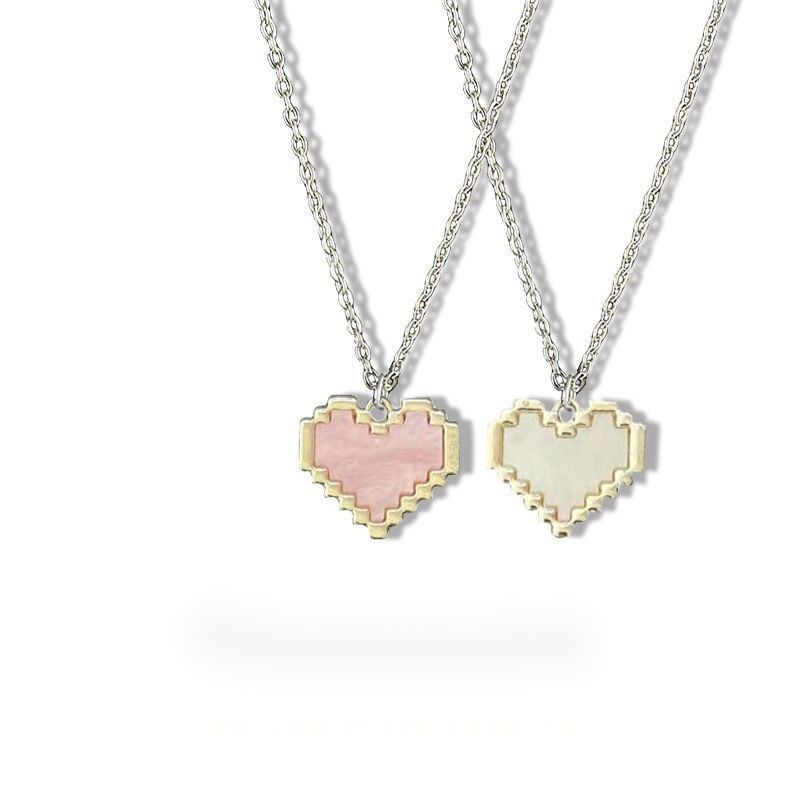 Dây Chuyền Mặt Trái Tim Màu Hồng Dễ Thương Cho Nữ