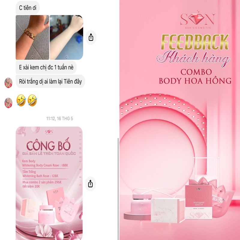 KEM BODY HOA HỒNG SON - S.O.N cosmetic