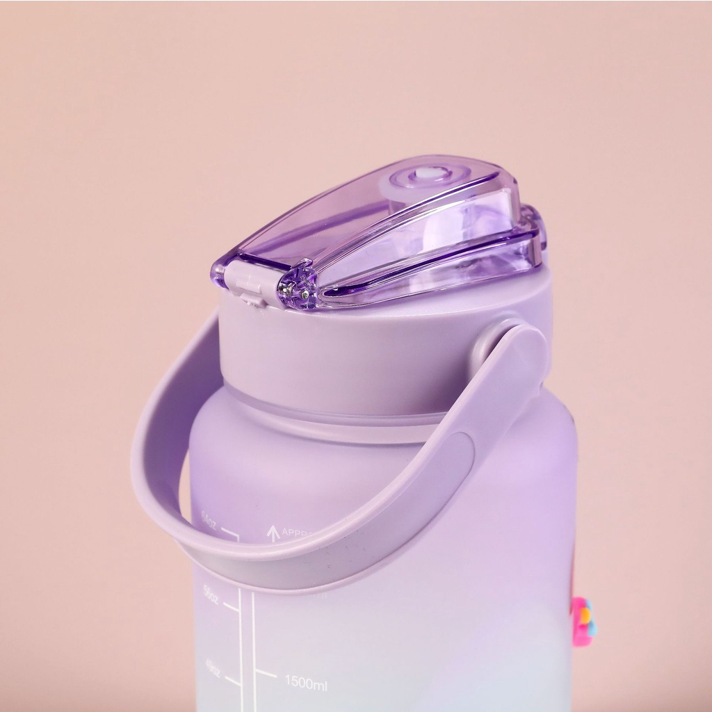 Bình uống nước 2 lít siêu cute dễ thương có vạch chia nhắc nhỏ uống nước bình nước thể thao có ống hút B12
