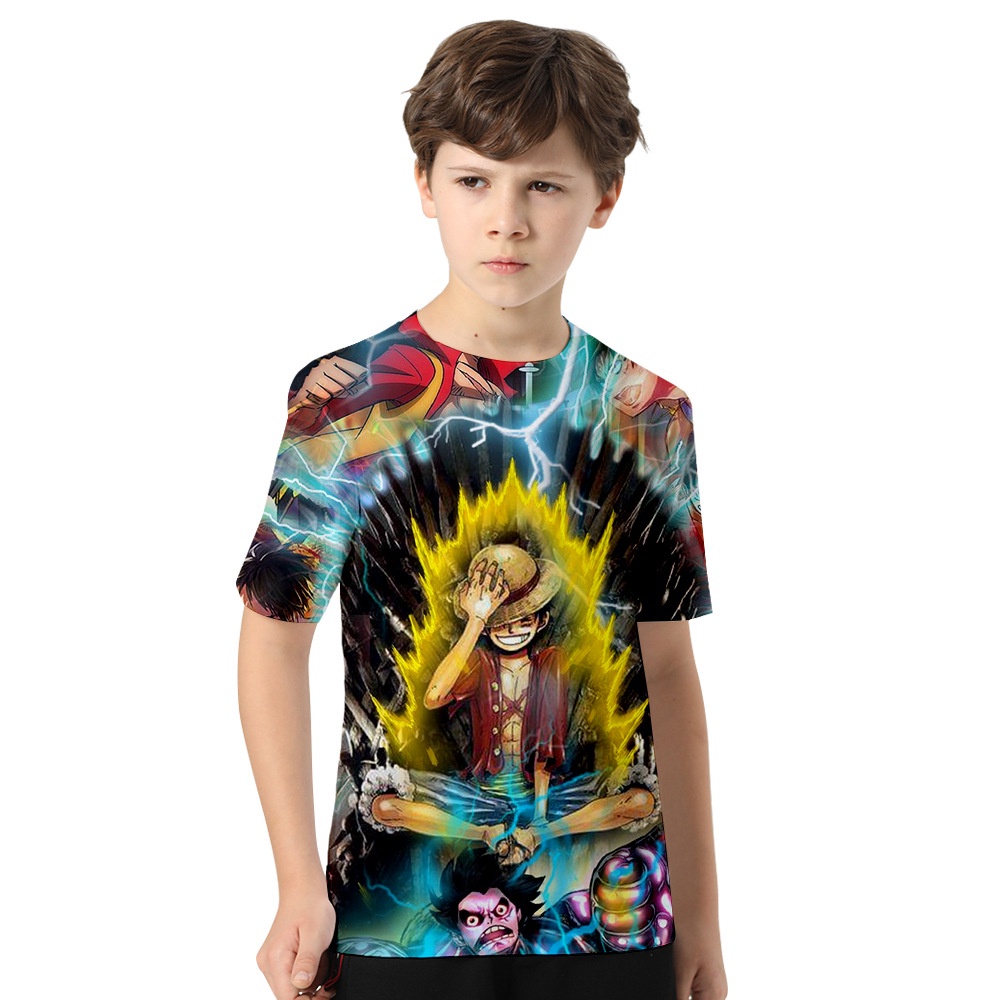 Áo Thun Tay Ngắn In Hình Nhân Vật Luffy Zoro Phim One Piece Cá Tính Cho Bé