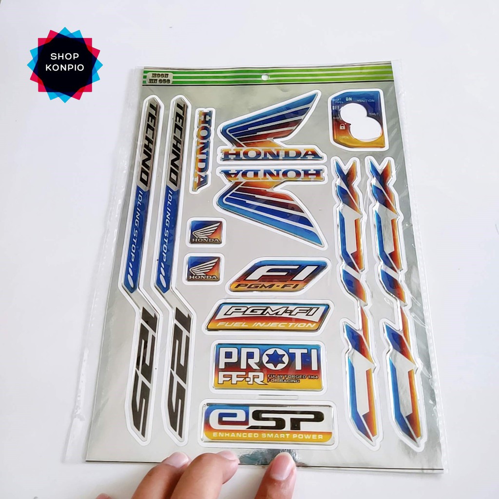 Bộ Tem Crom Dán Xe Click Dập Nổi Cao Cấp Chống Thấm Nước, Chống Bay Màu ( Sticker )