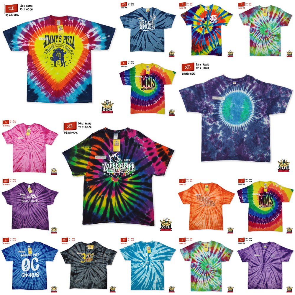 Áo Thun Mỹ 2Hand Loang Tie Dye 7 Màu