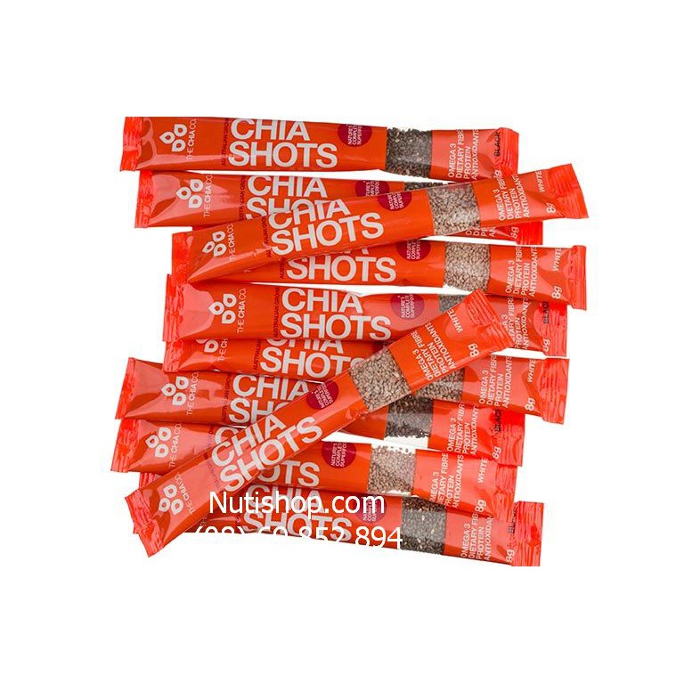 Hạt chia úc the chia co shots trắng và đen 8g x10 gói