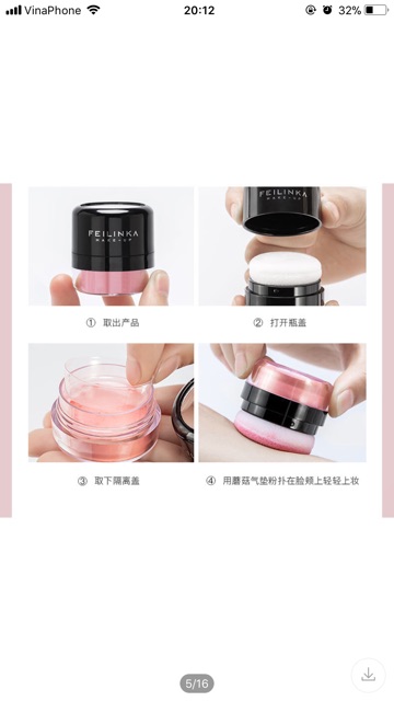 Phấn má hồng Feilinka dạng bột sẵn mút cực xinh cực yêu | BigBuy360 - bigbuy360.vn