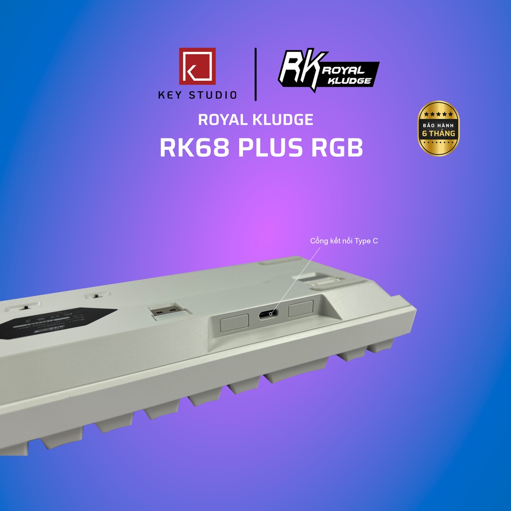 RK 68 Plus RGB Hotswap - Bàn phím cơ không dây Royal Kludge RK68 Plus 3 Mode Type C, Bluetooth 5.0 & Wireless 2.4G