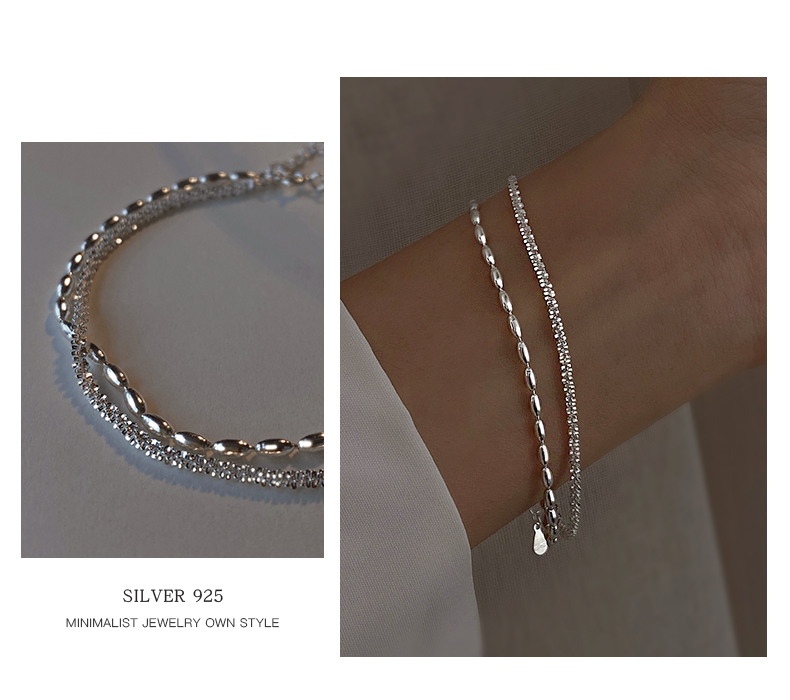 925 Silver Plated Double Layer Fashion Bracelet For Women