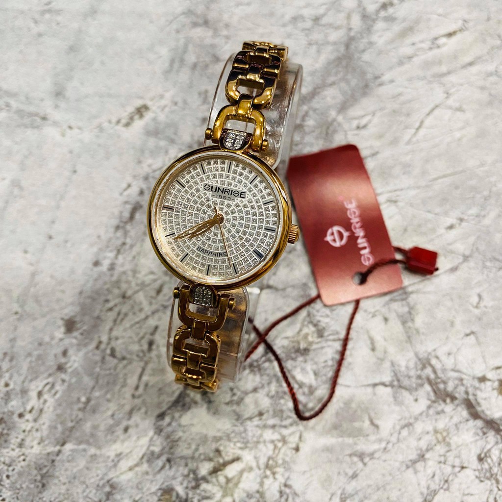 Đồng hồ Sunrise nữ chính hãng Nhật Bản L9970AA.G,T - kính saphire chống trầy - Đá Sw