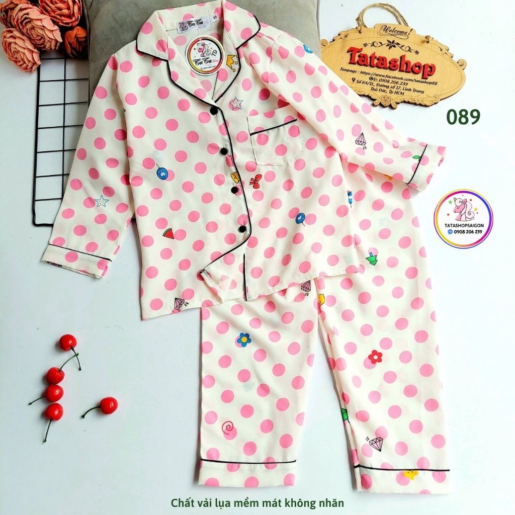 [16 40KG] Bộ pijama tay dài cho bé trai bé gái chất lụa hàn cao cấp size đại - bộ quần áo thu đông cho bé 089