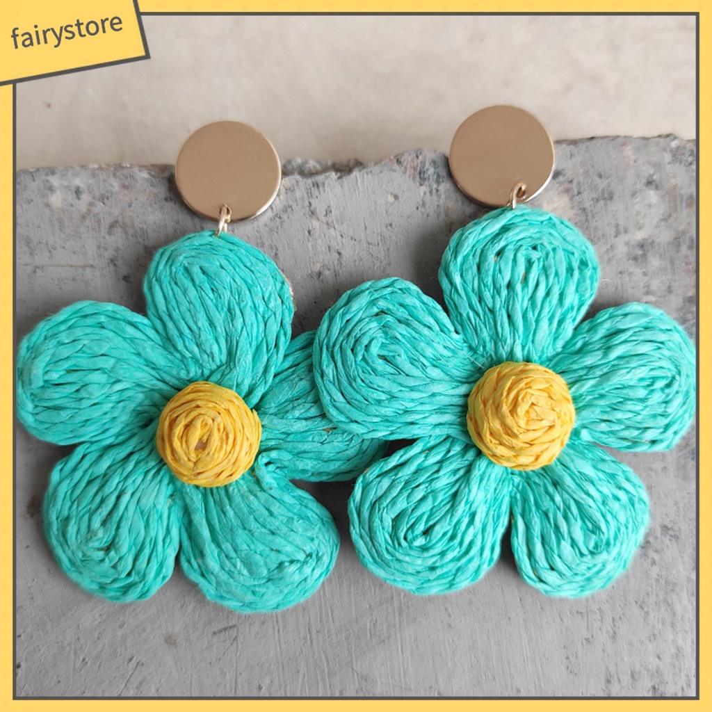 1 Đôi Bông Tai Hình Hoa Màu Sắc Tươi Sáng Phong Cách Kỳ Nghỉ Cho Nữ