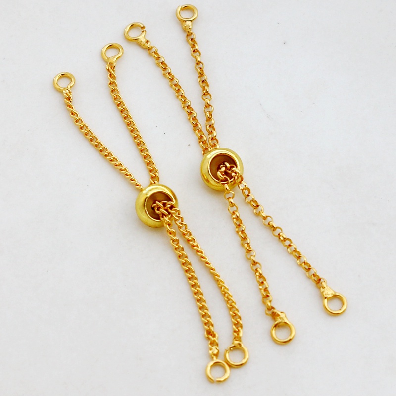 Chuỗi Dây Xích Tròn Dẹt Bằng Đồng 18K Màu Vàng Có Thể Thu Gọn Dài 5CM Dùng Để Tự Trang Trí Vòng Tay diy