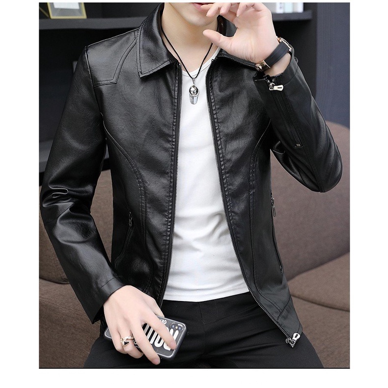 Áo Khoác da nam lót lông chuẩn phong cách Hàn quốc - Da04L (đen)