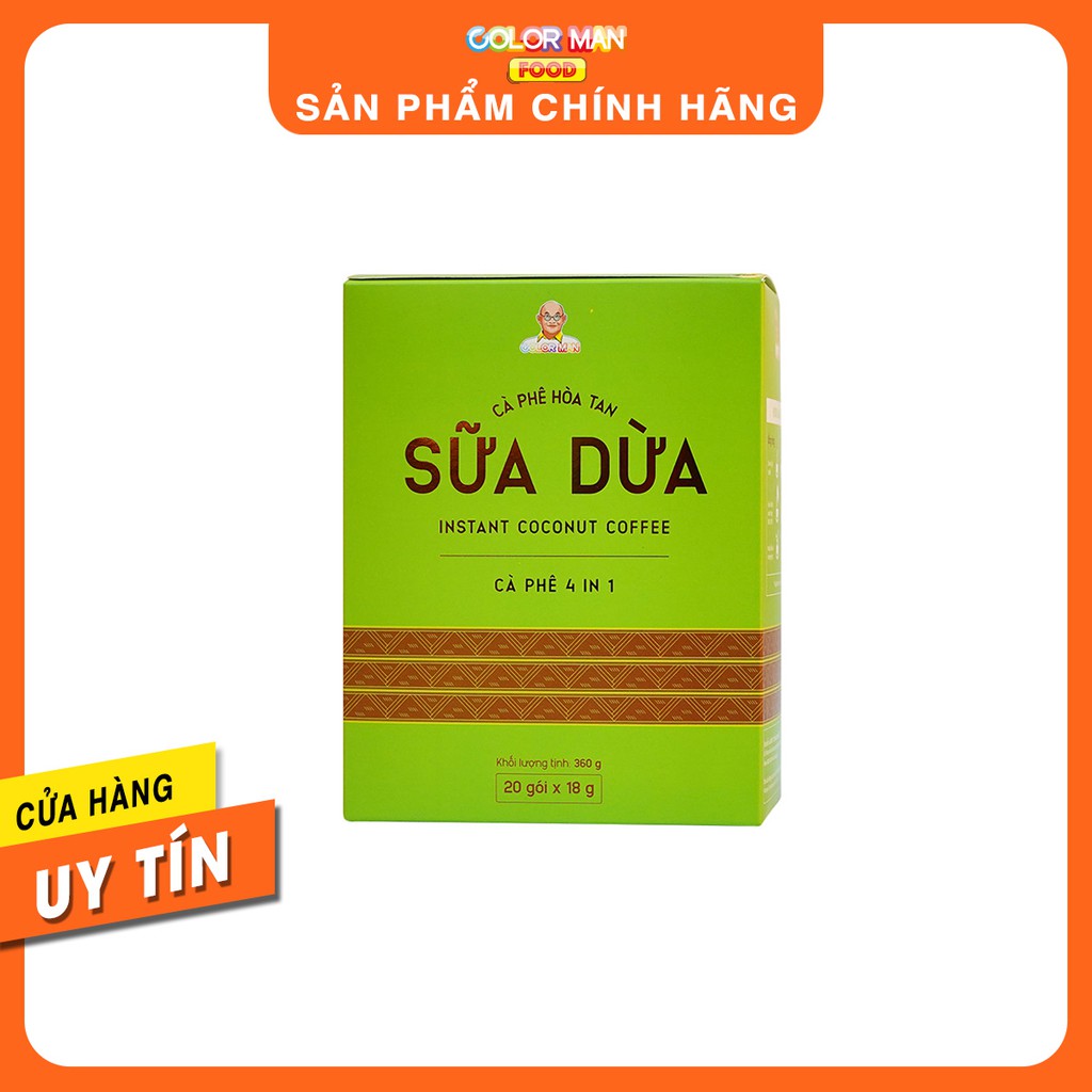Cà Phê Sữa Dừa Color Man set 20 gói với hương thơm sữa dừa béo ngậy hòa quyện với hương vị cà phê đặc trưng | BigBuy360 - bigbuy360.vn