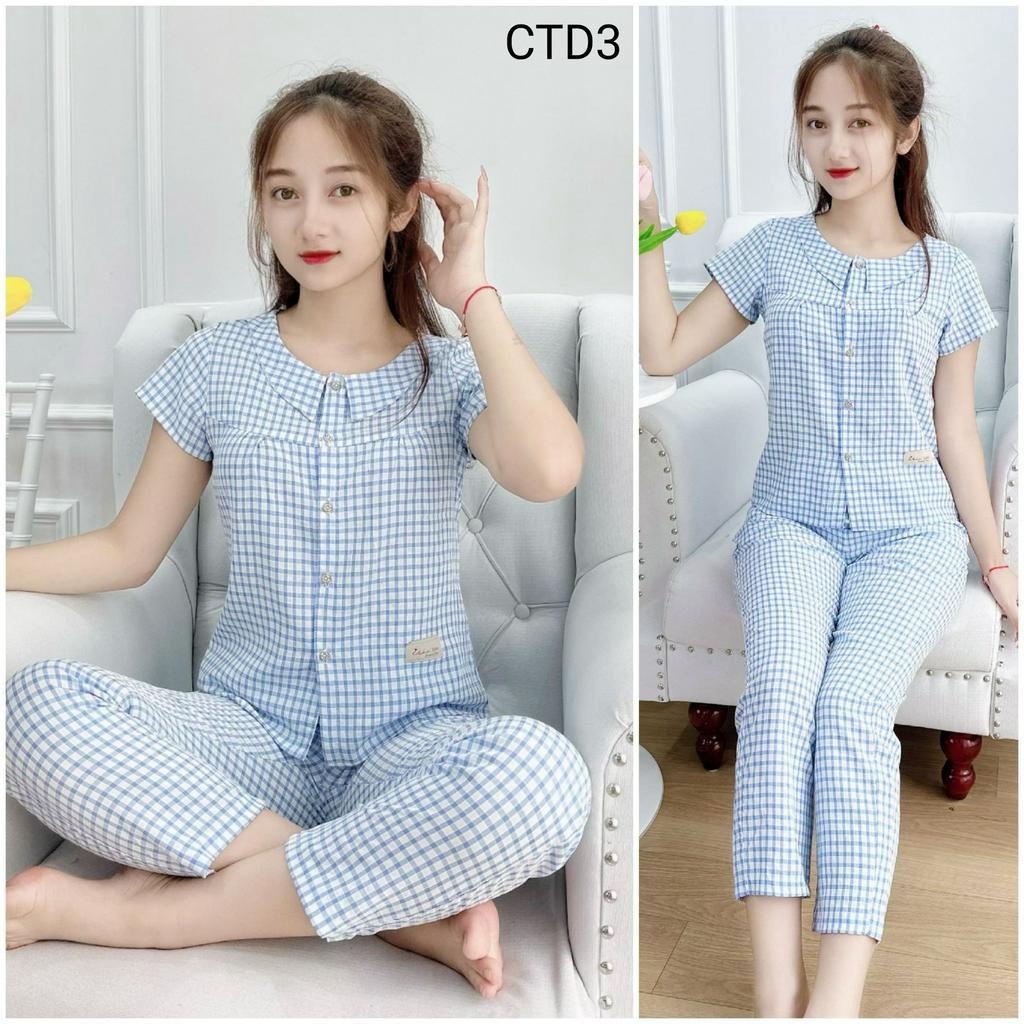 (BunnySky) Đồ bộ mặc nhà, đồ bộ mặc nhà thô hàn thiết kế cổ nhọn đơn giản mà đẹp