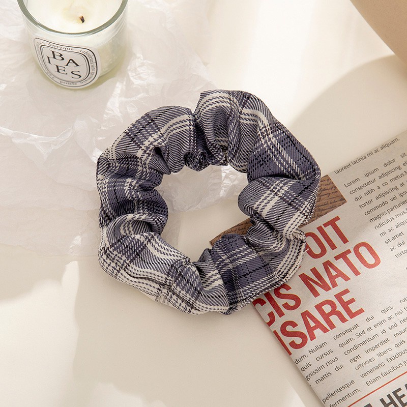Dây Buộc Tóc Scrunchies Caro Xinh Xắn Dành Cho Nữ