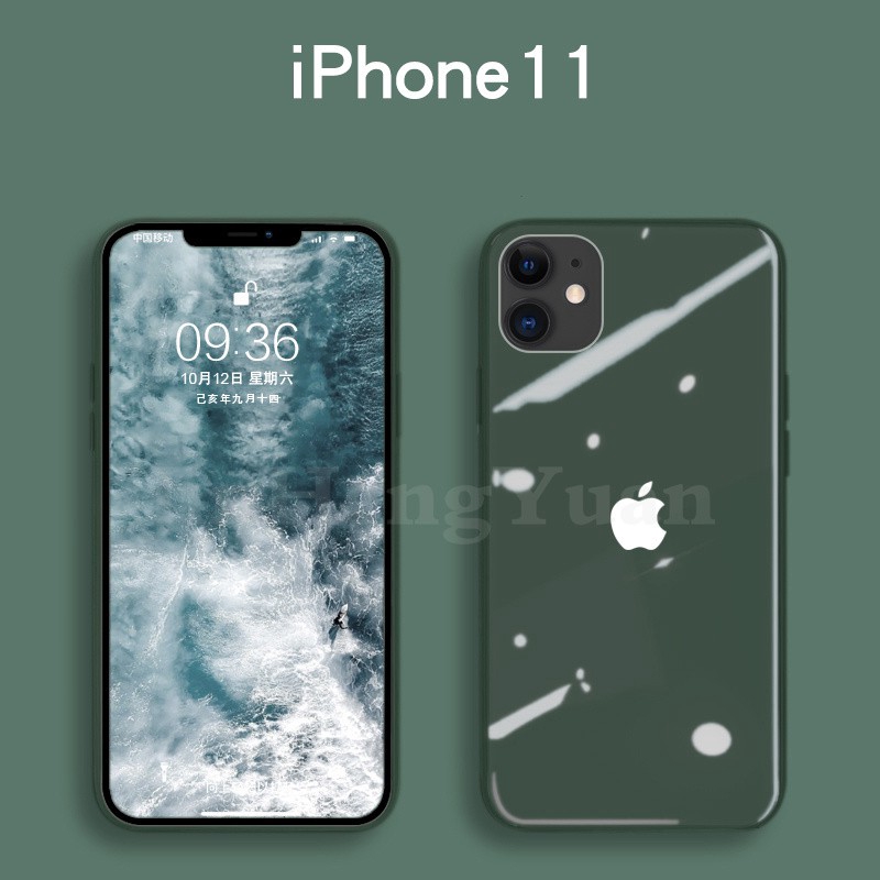 Ốp điện thoại kính cường lực màu kẹo viền silicone cho IPhone 6 6s 7 8 Plus X XS MAX XR 11 PRO Promax