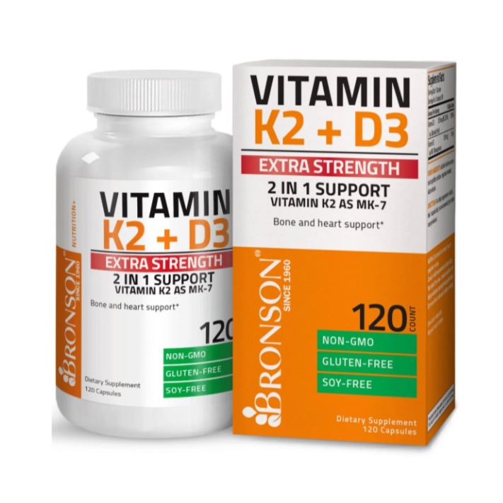VITAMIN D3 K2 PLUS | Bronson Vitamin D3 K2 MK-7 Extra Strength [60 - 120 Viên] Tăng Sức Đề Kháng - Muscle Fitness