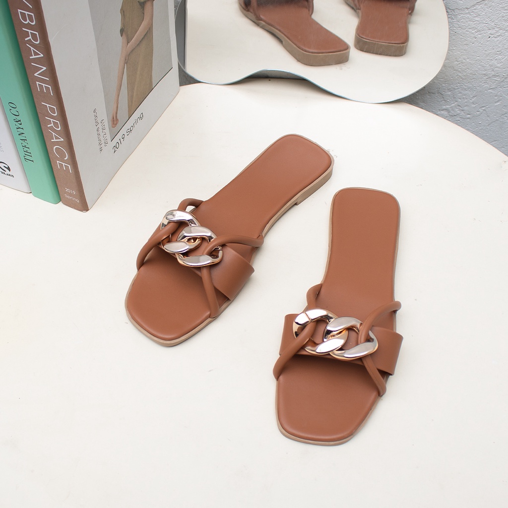 Erosska - Dép quai xích thời trang Erosska 2022 phối dây mảnh màu xanh - DE040