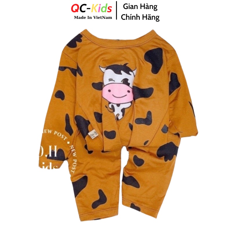 Quần áo trẻ em thu đông 8 đến 18kg, quần áo bé trai, bé gái hình bò sữa chất thun lạnh QC-KIDS