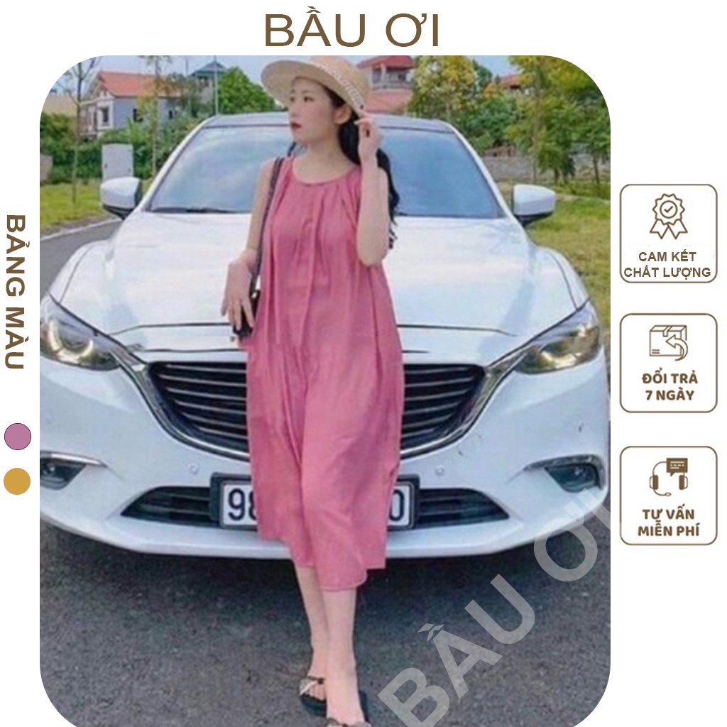 BAUOIIV21] VÁY BẦU ĐI BIỂN SÁT NÁCH CHẤT ĐŨI MỀM MÁT, ĐẦM BẦU MÙA HÈ FREE SIZE - VÁY BẦU ĐẸP XINH