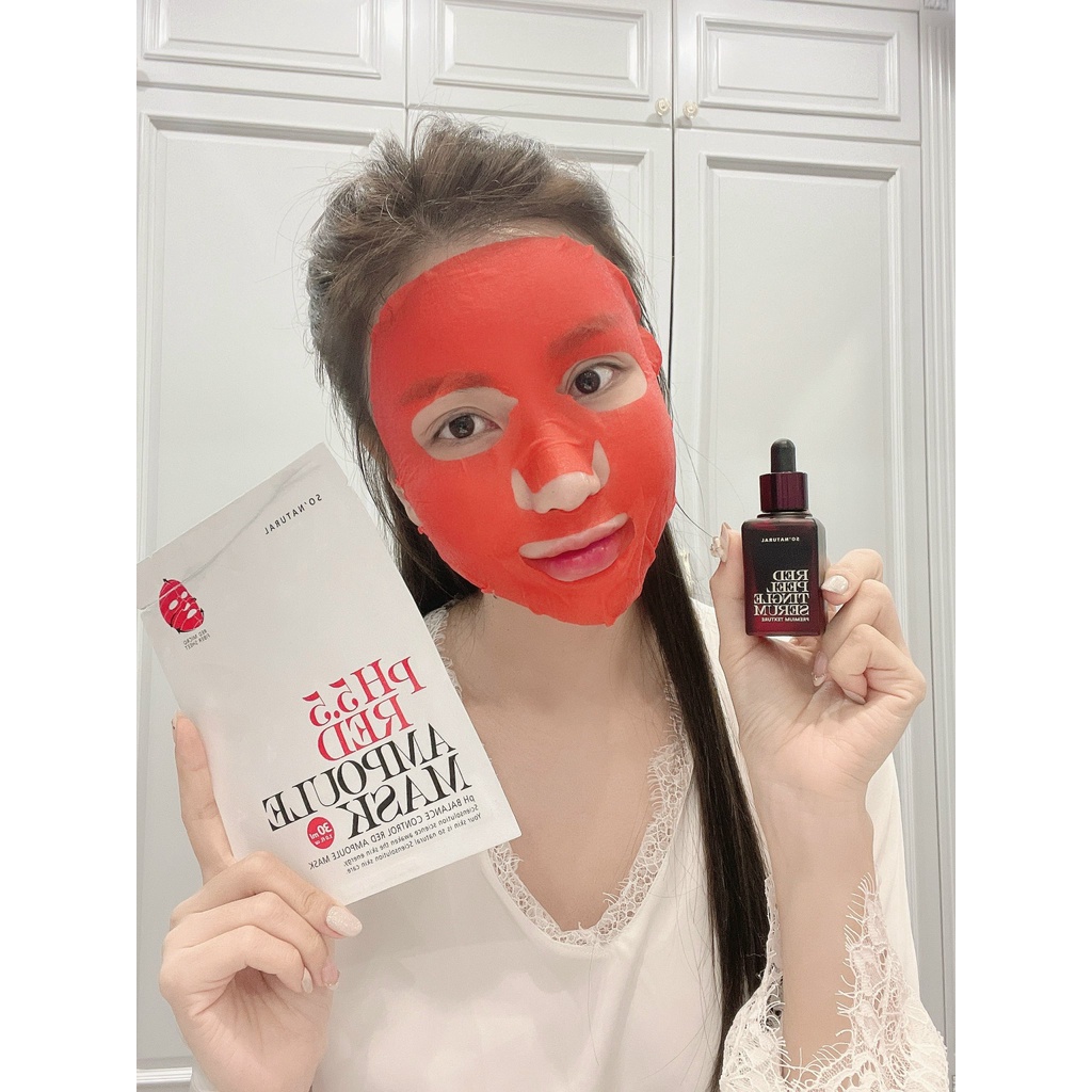 Bộ Serum Giảm Mụn Dưỡng Da Cấp Ẩm Cho Mặt Red Peel Tingle Serum Premium 20ml Red Mask PH.5.5 30ml So Natural