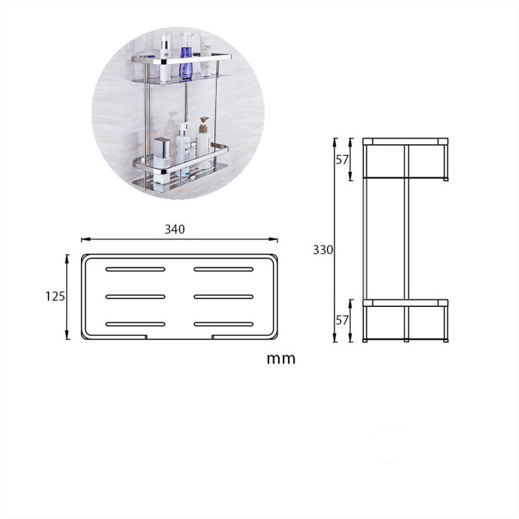 GIÁ ĐỂ ĐỒ NHÀ TẮM ĐA NĂNG 2 TẦNG INOX CAO CẤP NX4649HA-2