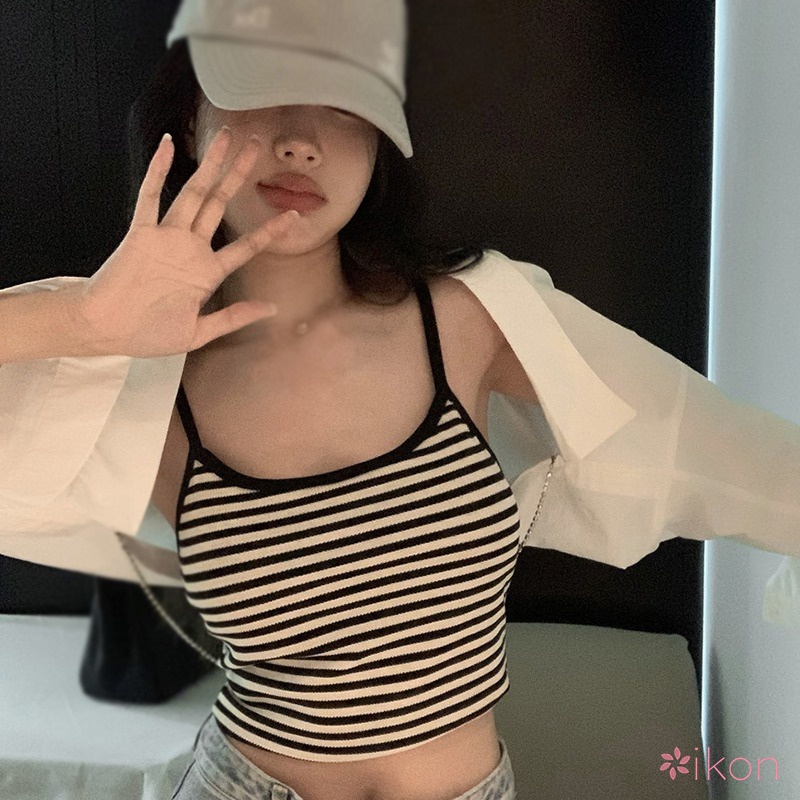 Áo Hai Dây Dáng Ôm Kẻ Sọc Hở Lưng Quyến Rũ Thời Trang Cho Nữ