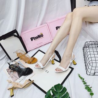 Sandal da mềm quai hậu mảnh gót vàng 6p