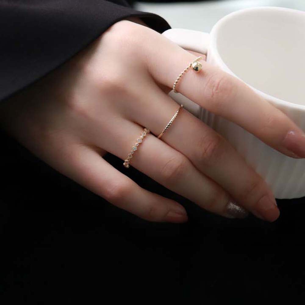 Set 3 Nhẫn Đeo Ngón Tay Đính Đá Zircon Nhiều Màu Phong Cách Hàn Quốc Cổ Điển Thời Trang Cho Nữ