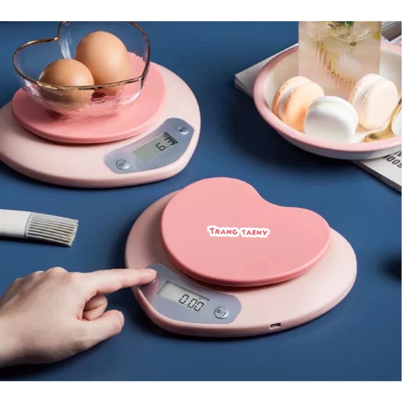 Cân điện tử nhà bếp mini hình trái tim hồng