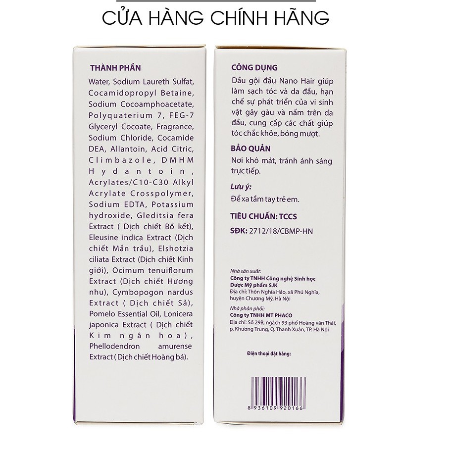 Dầu gội đầu Nano Hair Shampoo sạch gầu và nấm - Chai 100ml