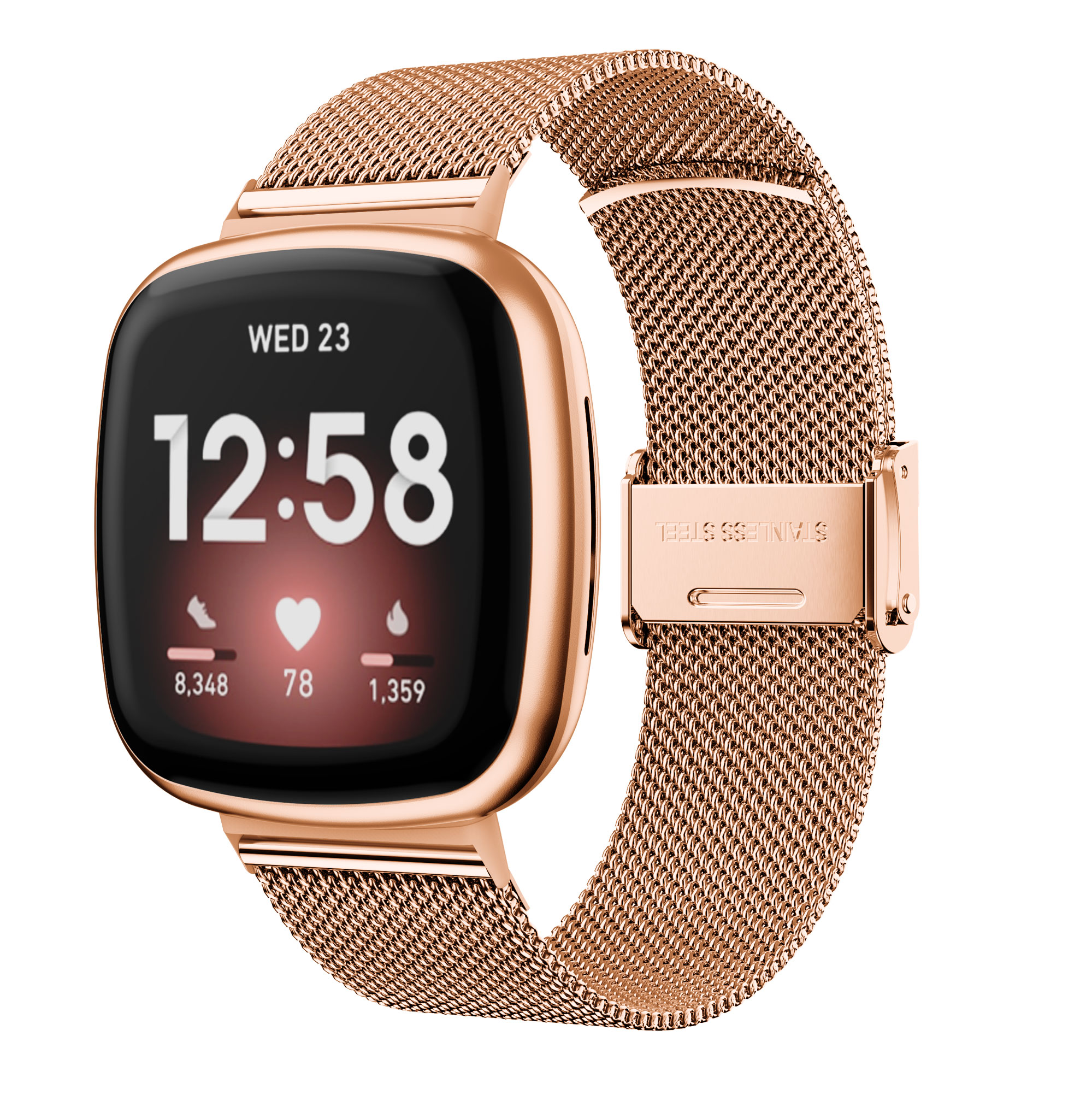 Dây Đeo Thay Thế Chất Liệu Kim Loại Dạng Lưới Thời Trang Cho Fitbit Versa 3