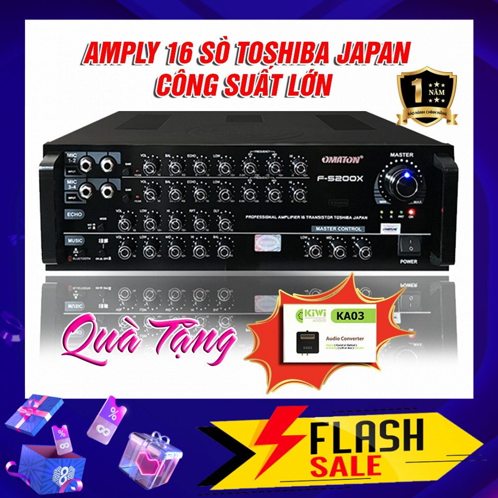 Amply Karaoke Bluetooth Omaton F-5200X Ampli 16 sò TOSHIBA JAPAN, Tặng 1 bộ chuyển âm thanh cáp quang KiWi KA03