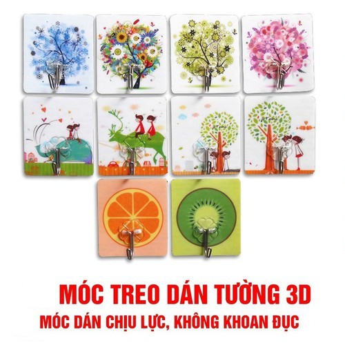 Combo 50 móc dán tường 3D treo đồ chịu lực