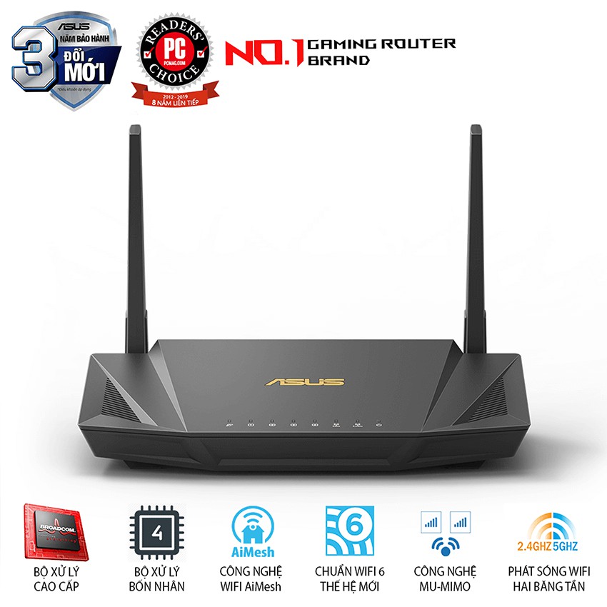 Bộ phát wifi 6 Asus RT-AX56U Băng tầng kép tốc độ AX800Mbps, Hỗ trợ AiMesh