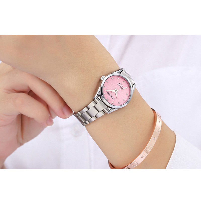 Đồng Hồ Đeo Tay Chexi Mặt Tròn Đính Đá Thời Trang Dành Cho Nữ