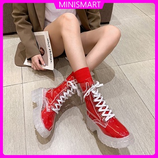 Giày boot nữ cao cổ trong suốt ✨ TẶNG 01 ĐÔI TẤT NGẪU NHIÊN ✨ Đế cao 5cm chống trơn trượt, chống mài mòn